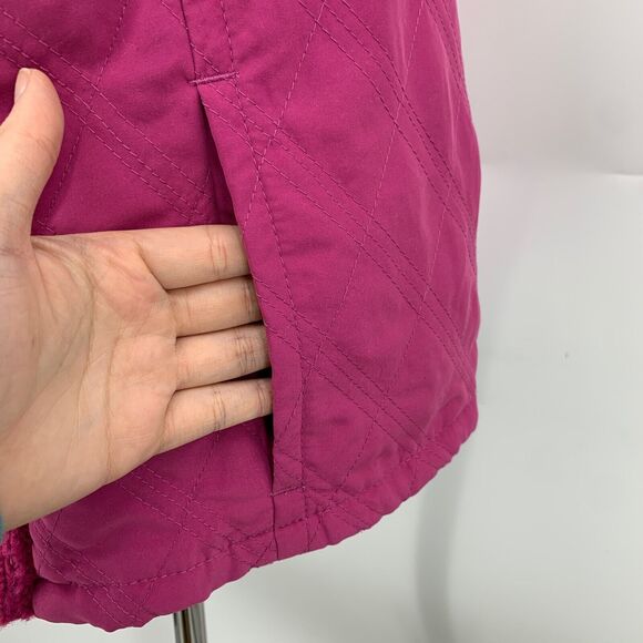 Columbia Jacket Women L Large Pink Media Wool Blend Knitted Back Full Zip Vest - Picture 5 of 14